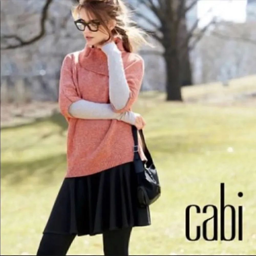 CAbi Knit Oversized Foldover Short Sleeve Sweater